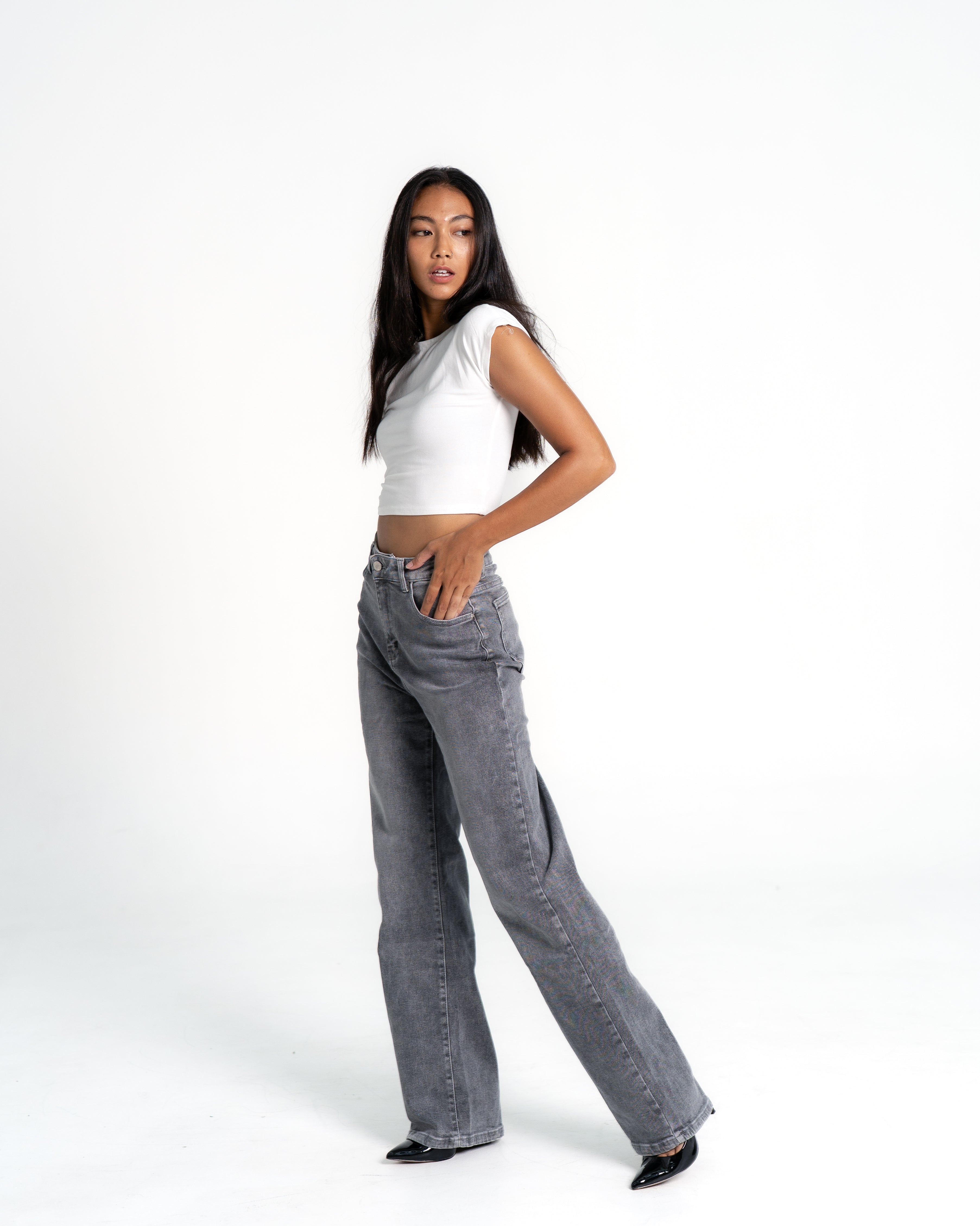 MAINICHI Wide Leg Jeans SLATE GREY - IL 79CM