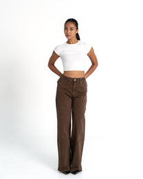 002 - THE BAGGY STRAIGHT LEG STRETCHY Jeans DARK BROWN - INSEAM 78 CM | SEISHIKI STUDIO