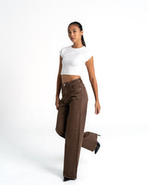 002 - THE BAGGY STRAIGHT LEG STRETCHY Jeans DARK BROWN - INSEAM 78 CM | SEISHIKI STUDIO