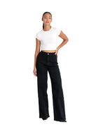 BLACK WIDE LEG JEANS WITH FRONT SEAM - IL 80CM