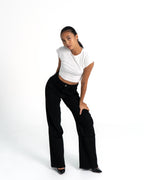 BLACK WIDE LEG JEANS WITH FRONT SEAM - IL 80CM