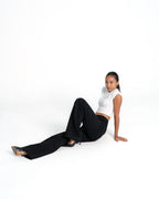 BLACK WIDE LEG JEANS WITH FRONT SEAM - IL 80CM