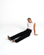 BLACK WIDE LEG JEANS WITH FRONT SEAM - IL 80CM