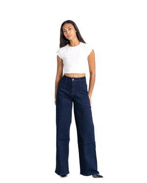 BLUE WIDE LEG JEANS WITH FRONT SEAM - IL 80CM