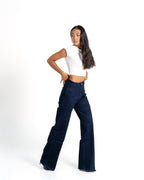 BLUE WIDE LEG JEANS WITH FRONT SEAM - IL 80CM