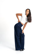 BLUE WIDE LEG JEANS WITH FRONT SEAM - IL 80CM
