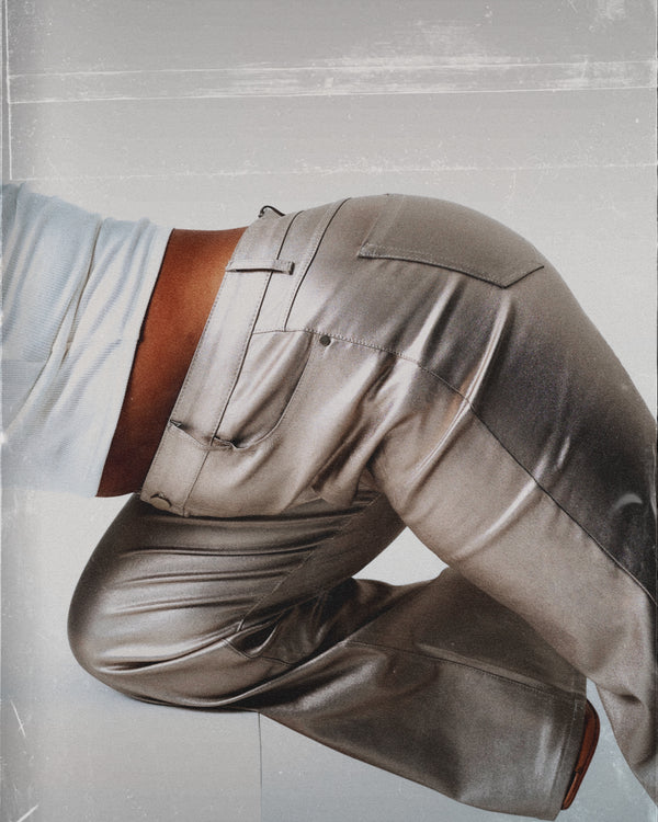 KINZOKU Faux Leather Jeans GOLD