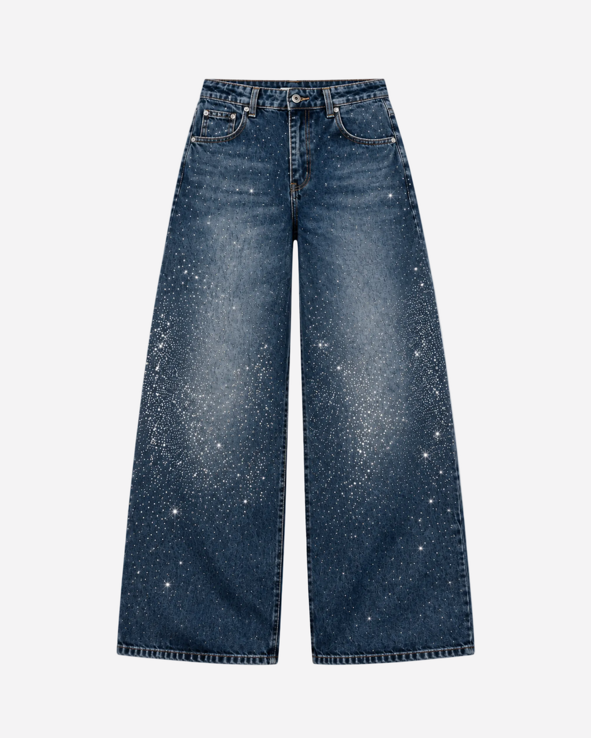 INSEAM 82CM - NON STRETCH Dark ACID WASH BARREL SPARKLE JEANS | SEISHIKI STUDIO