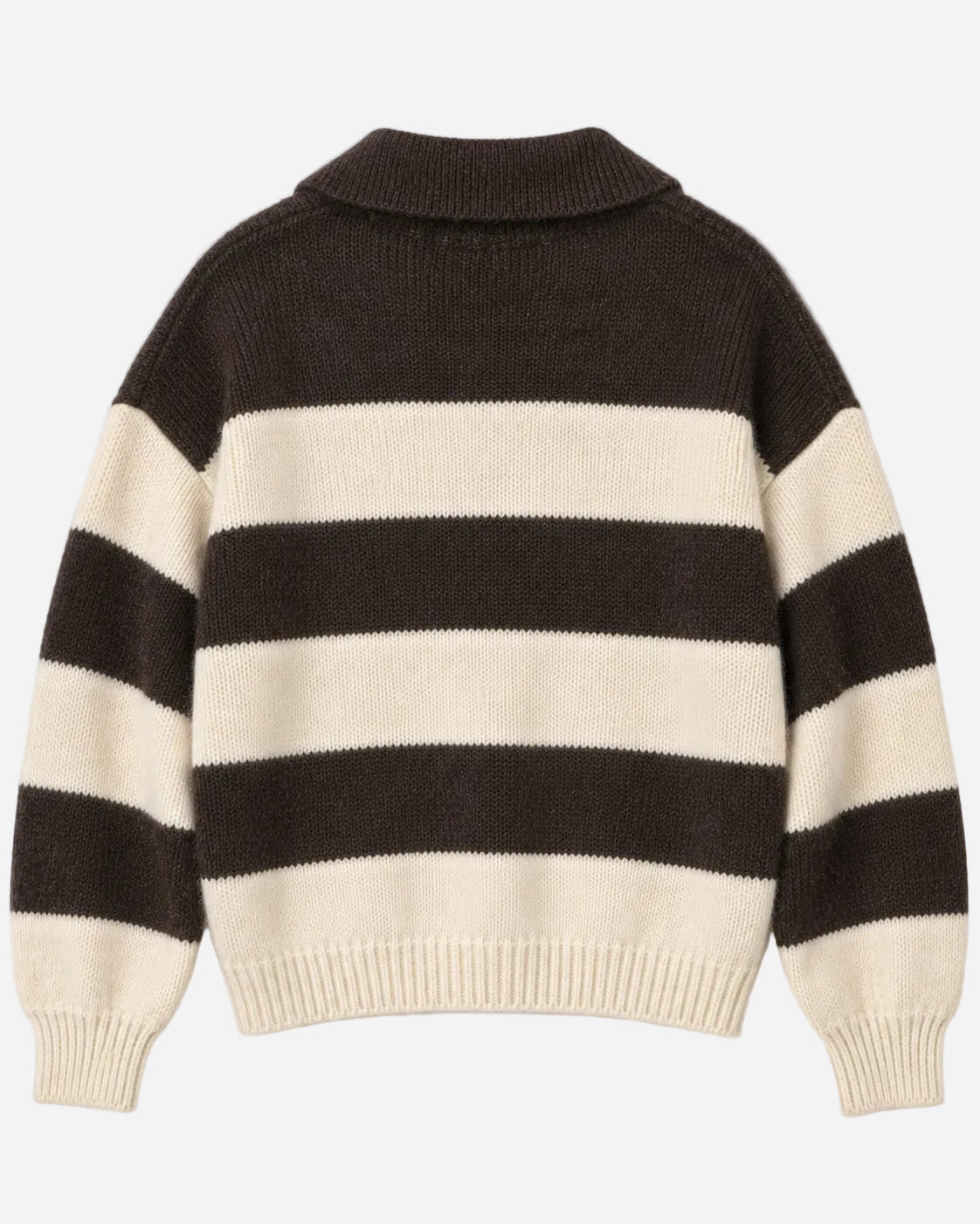 THICK STRIPED COLLARED KNIT SWEATER BROWN | SEISHIKI STUDIO