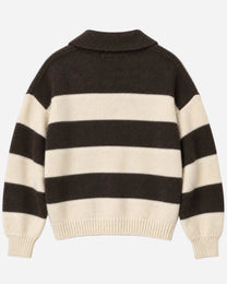 THICK STRIPED COLLARED KNIT SWEATER BROWN | SEISHIKI STUDIO