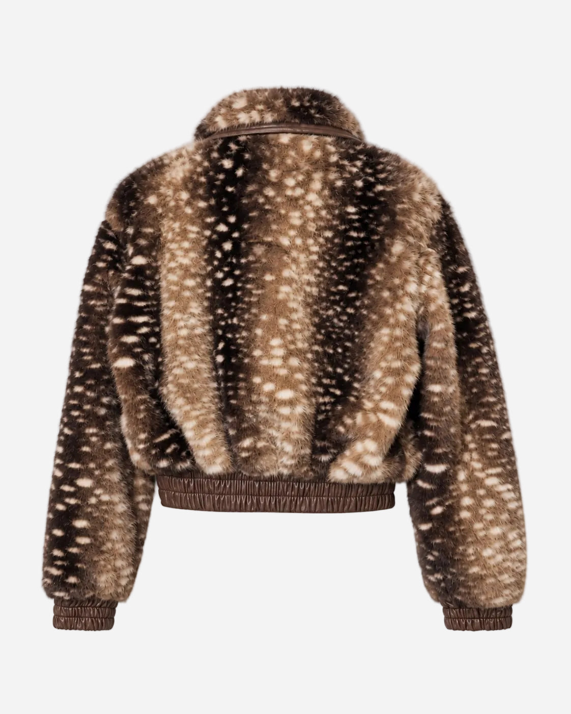 Doe Print Faux Fur Zip-up Jacket With Contrast Collar | SEISHIKI STUDIO