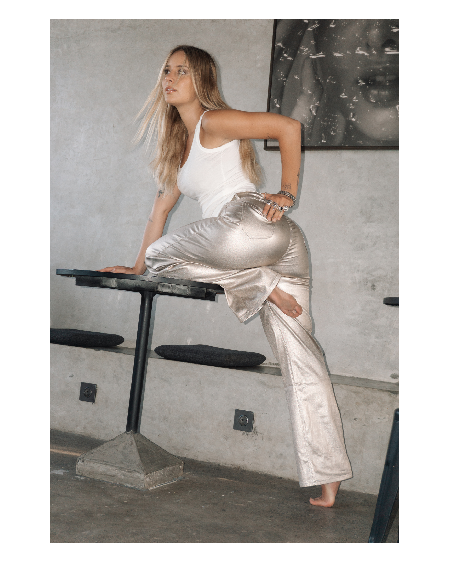 KINZOKU Faux Leather Jeans GOLD - INSEAM 80CM