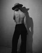 MITSURIN Faux Leather Wide Leg Jeans - INSEAM 80CM